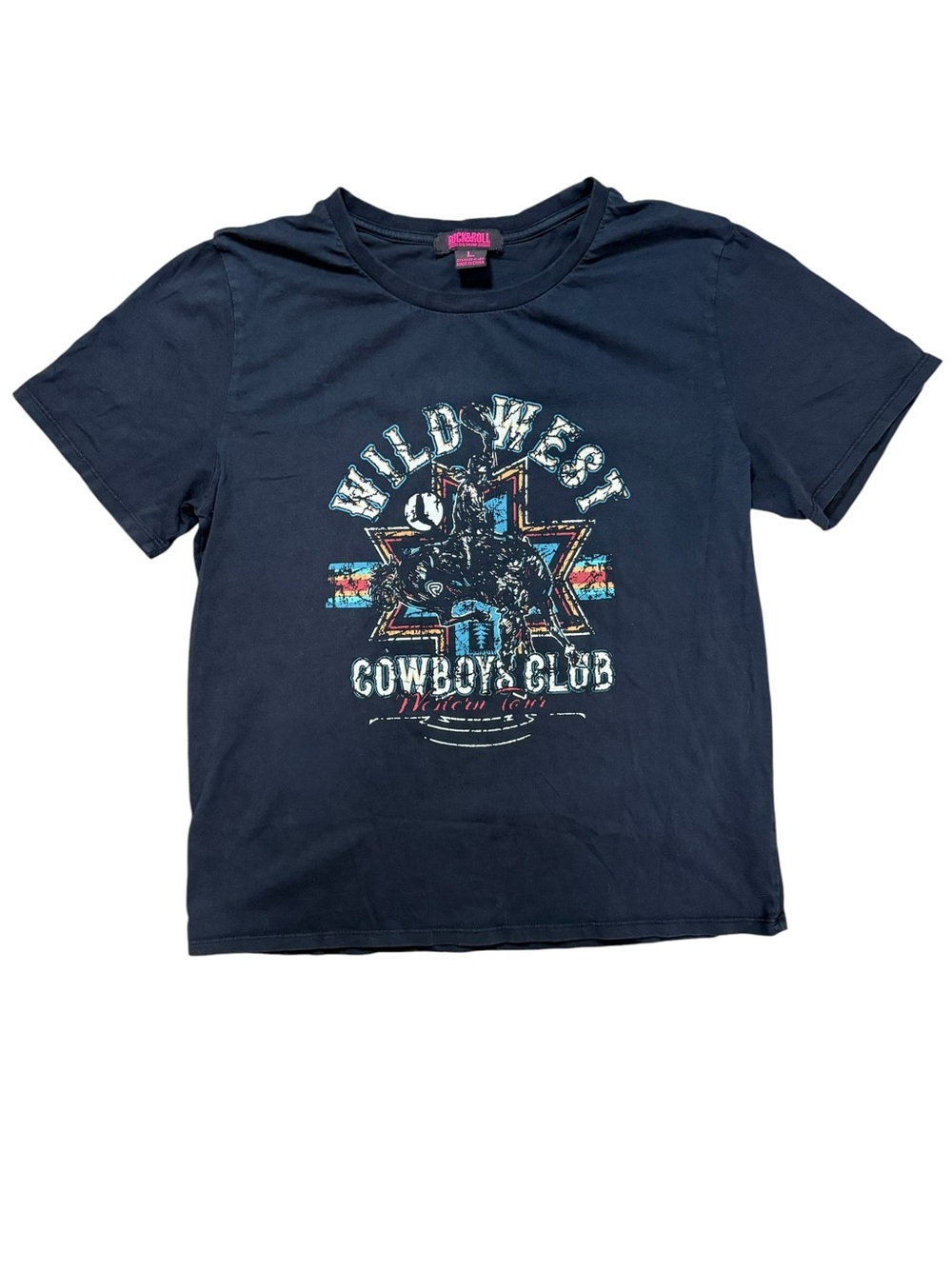 Rock & Roll Denim Wild West Cowboy Club Graphic Tee Size Large Western Rodeo - Picture 3 of 8